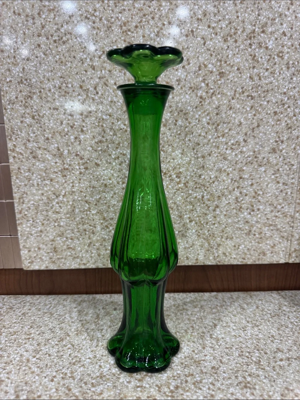 Green Glass Bud Vase with Stopper